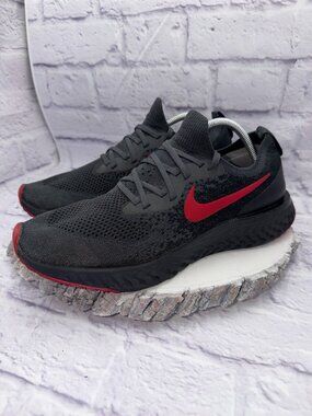 Nike Mens Epic React Flyknit ID Running Shoes Black Gray Red Size 11.5